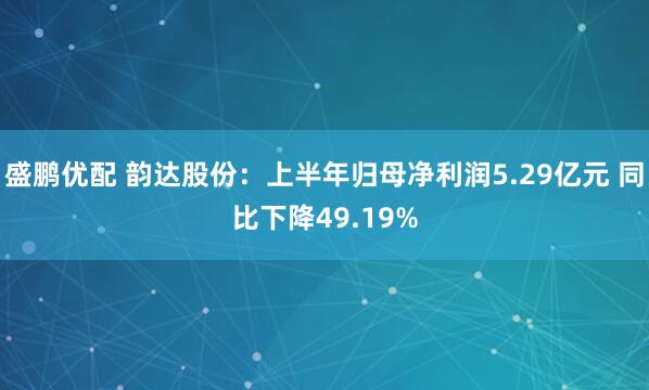 盛鹏优配 韵达股份：上半年归母净利润5.29亿元 同比下降49.19%